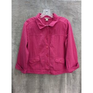 Womens Button Front Top Large‎ Pinkcore Casual